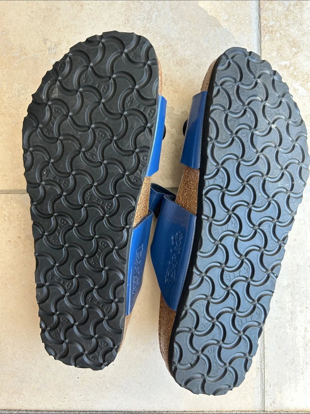 Birkenstock Blue Patent Two-Strap Women’s Sandals